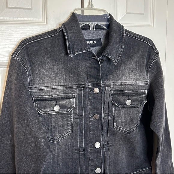 Karl Lagerfeld Black Denim Jacket XS - Picture 4 of 13